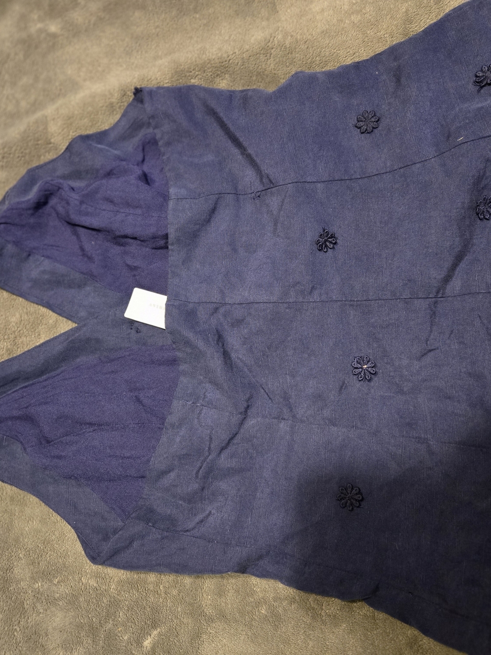 anthropologie maeve linen halter button front flower vest - Navy - Picture 4 of 6